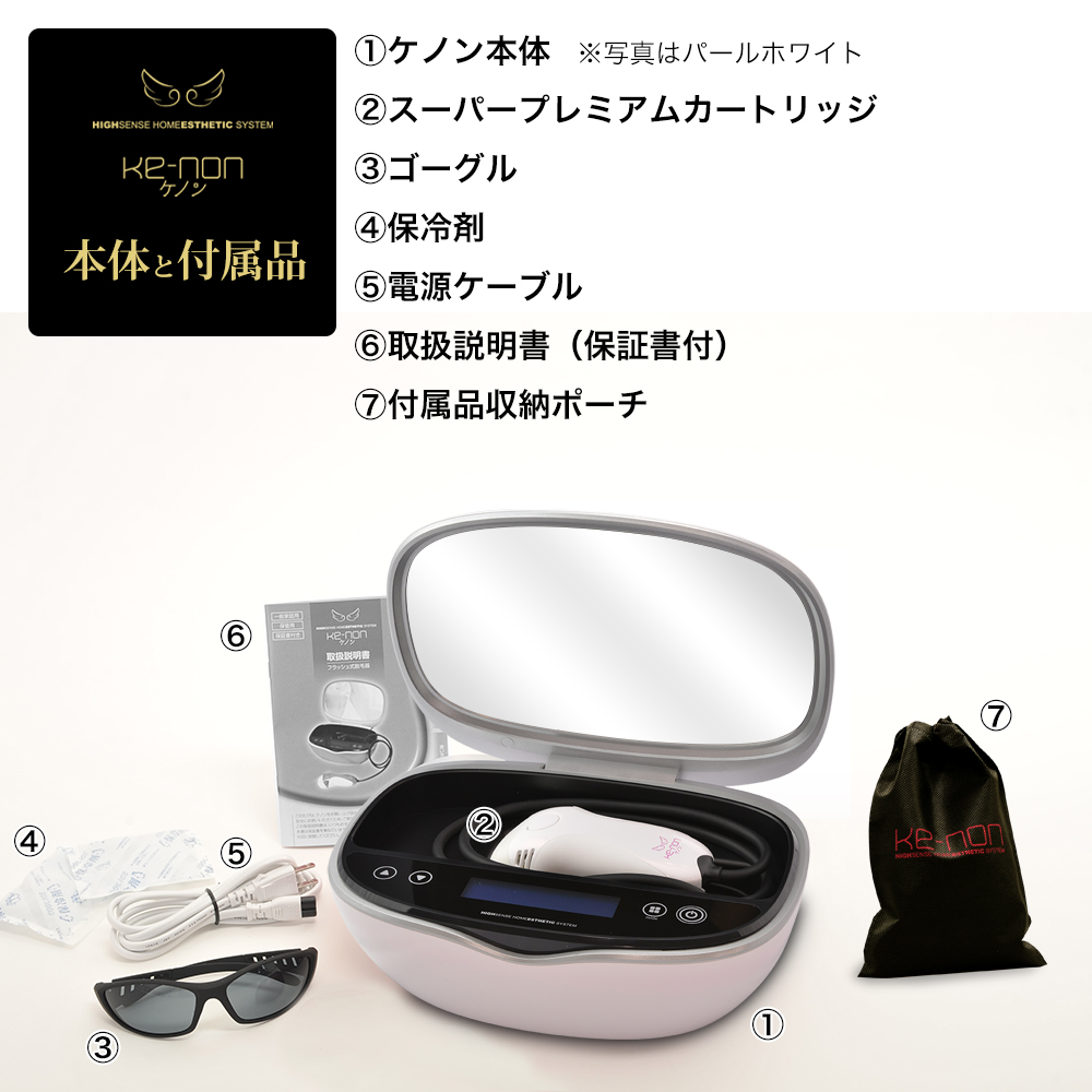 ケノン本体とカートリッジの家庭用光美容器