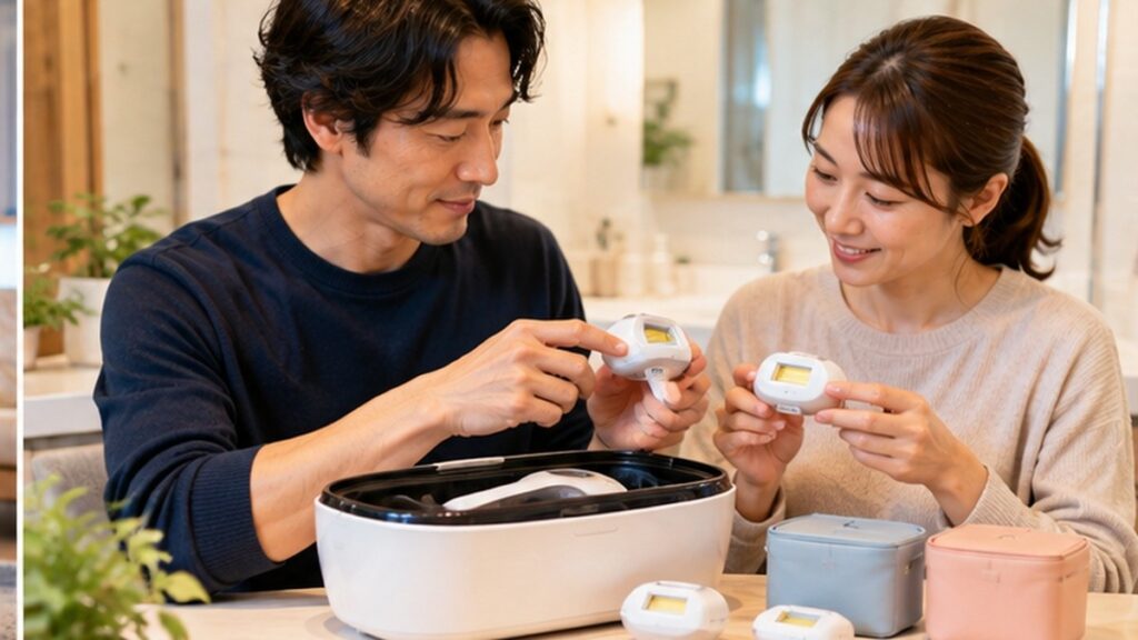 家庭用光美容器を家族やパートナーで使い分ける場面