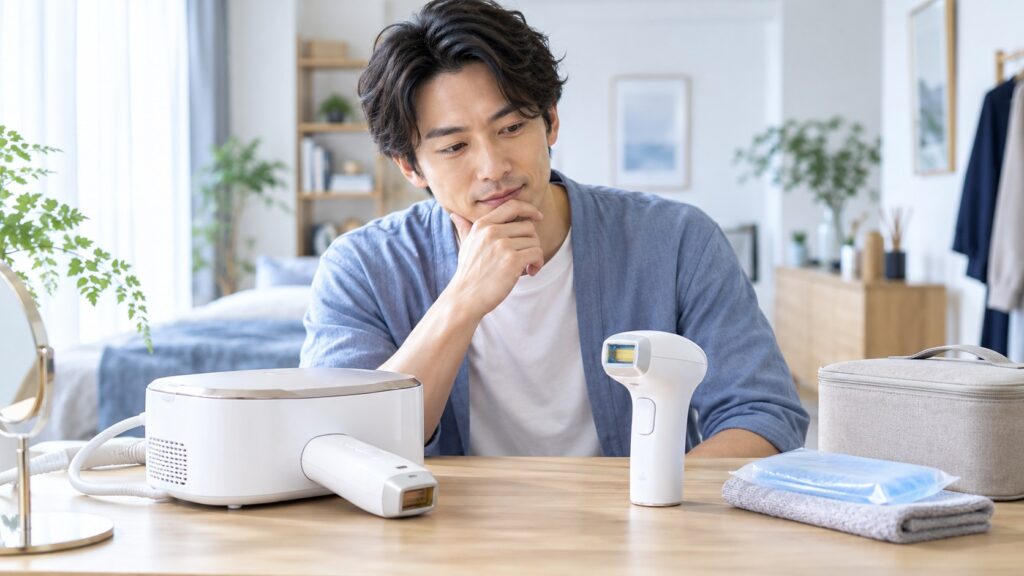 家庭用脱毛器を生活スタイルに合わせて比較する男性